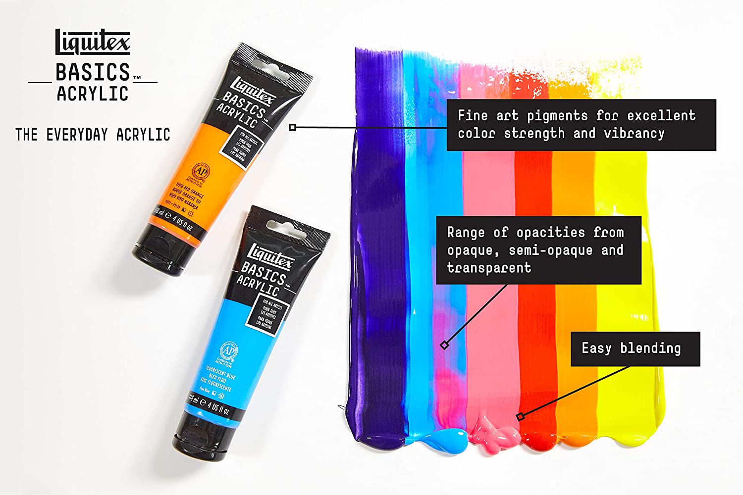 Liquitex BASICS Acrylic Paint, 250ml (8.5-oz) Tube, Titanium White & BASICS Acrylic Paint, 118ml (4-oz) Tube, Mars Black - Image 4